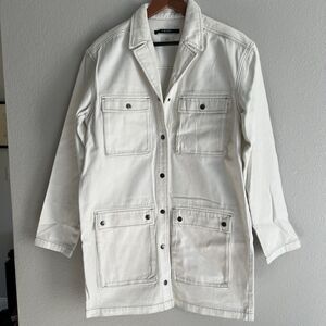 Ksubi Tactics belted denim mini shirt dress in white Size L